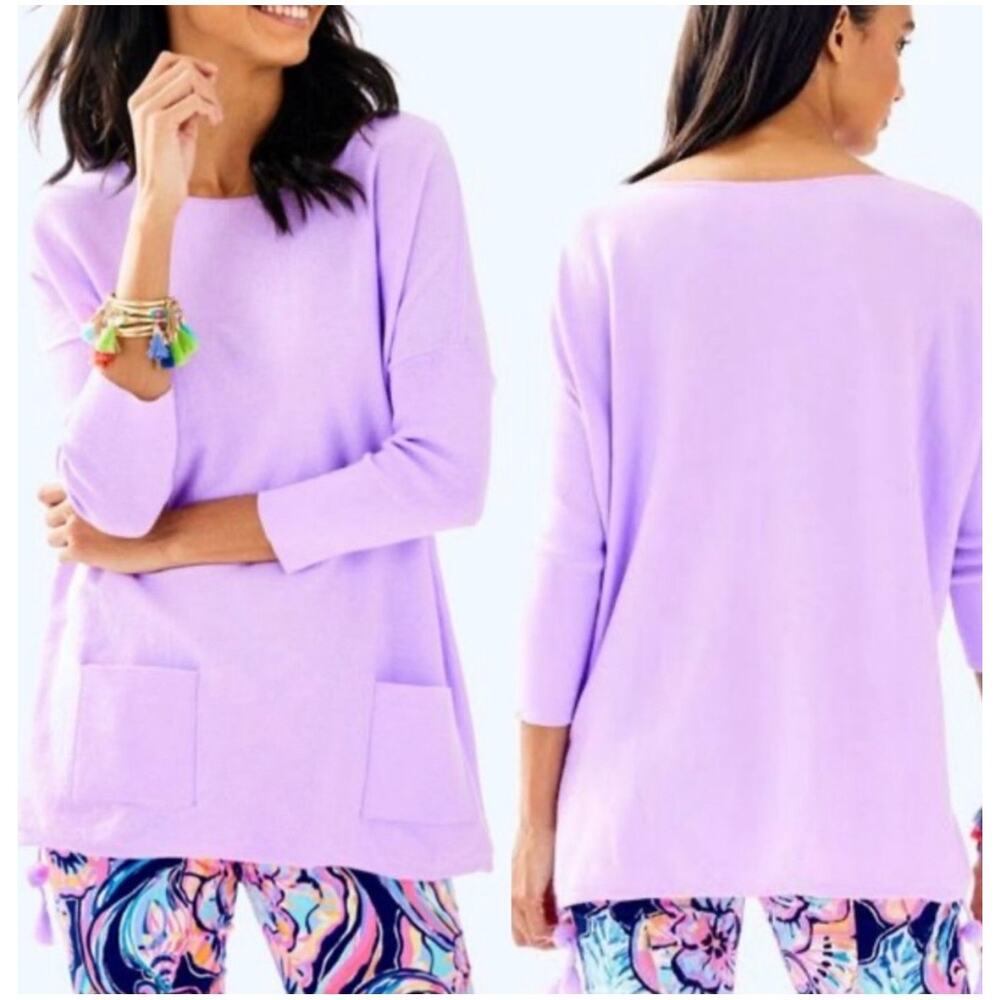 Lilly Pulitzer Elba Coolmax Sweater Top Lilac Freesia Size M Coastal Preppy